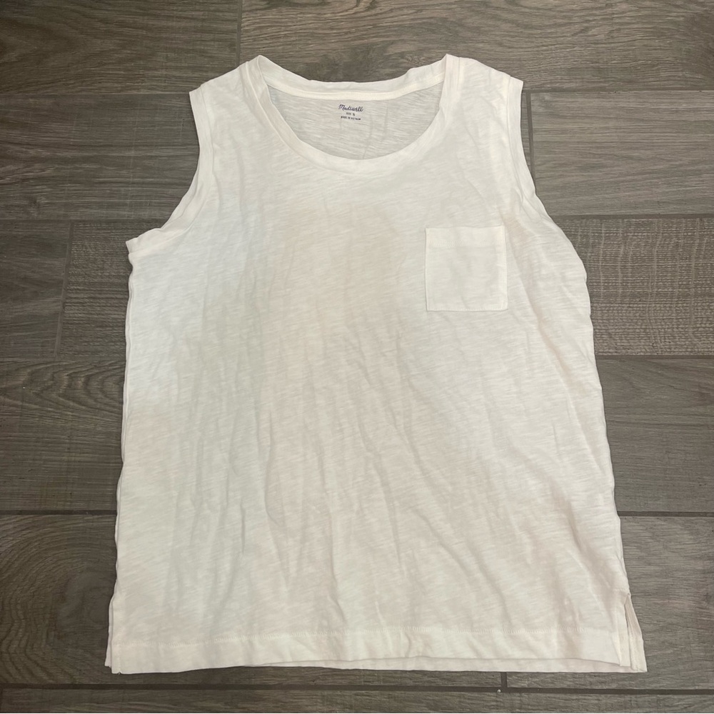Madewell Whisper Cotton Crewneck Pocket Muscle Tank Top